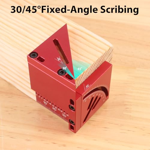45/90 Degree Aluminum Alloy Woodworking Square Protractor, Multi Angle Measuring Ruler, High Precision Layout Measuring Tool for Engineer Carpenter (Red) - color: 3D-red