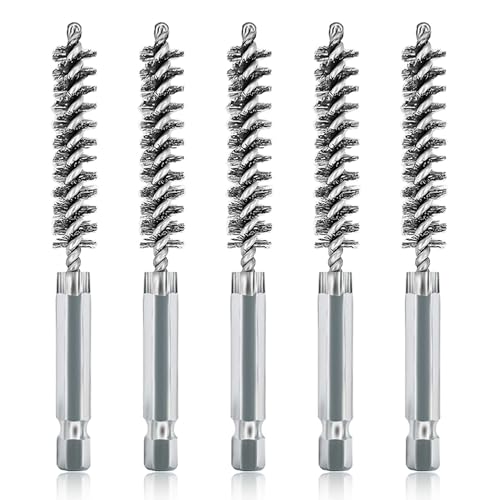 5Pcs 3/8" Stainless Steel Wire Bore Brush for Power Drill Cleaning - size: 10mm | 3/8"