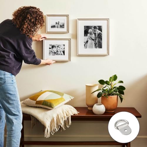 100pc Picture Hangers Kit D-Ring Hooks with Screws Heavy Duty for Hanging - color: Silver