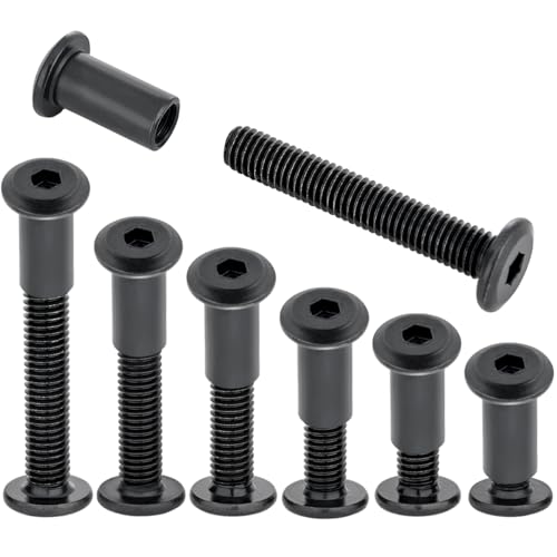 25 Pcs M8x20mm Black Furniture Bolt Cabinet Connector Screws for Furniture - size: M8x20mm