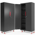 Metal Storage Cabinet with Wheels,71"H Garage Cabinets with 4 Adjustable Shelves + Lockable Door,Heavy-Duty Garage Cabinet and Storage System for Garage,Home Workshop & Office(200 lbs per shelf)