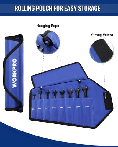 WORKPRO 8-piece Ratcheting Combination Wrench Set, Metric & Anti-Slip Tooth - size: Metric, style: Anti-Slip Tooth