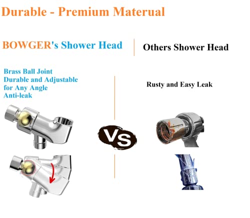 Shower Head with Handheld High Pressure-Full Body Coverage Powerful Rain Showerhead Extra 60" Long Hose and Adjustable Brass Joint Holder- The Perfect Detachable Heads for Bathroom Upgrade - color: Polished Chrome, style: 5 Modes