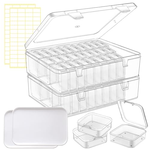 Bead Organizer Box, 124 Pcs Small Jewelry Making Organizers, With Classification Tags and Trays, Plastic Bead Organizer Applicable to Jewelry, Diamonds, Clay Beads, Screws, Seeds, Small Parts - color: Transparent 60 pack