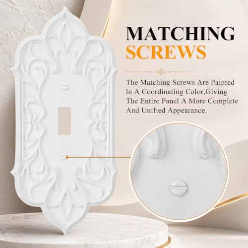 2 Pcs Baroque Decorative Light Switch Covers, White Plastic - style: Switch Cover