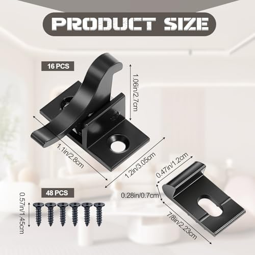 Lounsweer 16 Pcs Brass Heavy Duty Cabinet Door Latch Cabinet Closets Door Elbow Latch with Mounting Screws Hardware for Bedroom Bathroom Window Catch(Black) - color: Black
