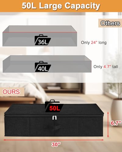 punemi 6.7 in Sturdy Under Bed Clothes Storage Containers, 2Pack, Black - color: Black, size: 2 Pack-6.7 inch Tall-Structured