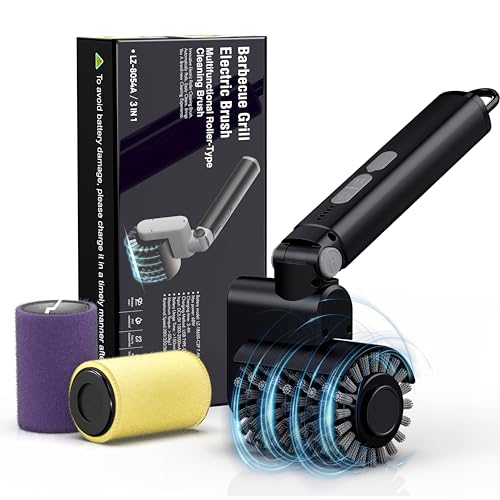 Electric Grill Brush, Cordless Automatic BBQ Grill Cleaner - color: Black