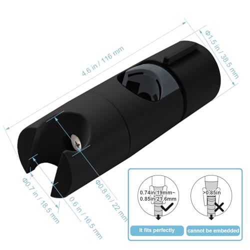 OFFO Shower Head Holder for Slide Bar Adjustable 0.75-1.00 in(19-25mm) O.D, Adjustable Holder for Slide Bar Slider Clamp Bathroom Replacement, 45 Degree Rotation Sprayer Holder, Matte Black - style: Matte Black