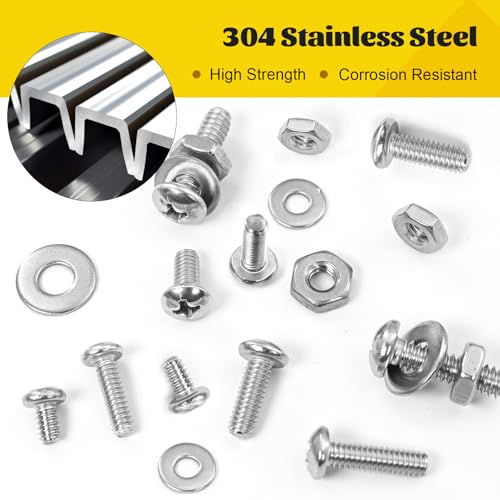 358PCS #6-32#8-32#10-24 Pan Head Machine Screws Nuts Assortment Kit - size: SS #6#8#10 358pcs