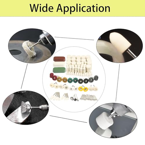 246PCS Polishing Buffing Wheel Polishing Kit for Dremel, Felt Wool Pad Set with Polish Compound, Wheel Grinding Head Point & Mandrel Kit Accessories Tools with 1/8" Shank for Jewelry Metal Polishing