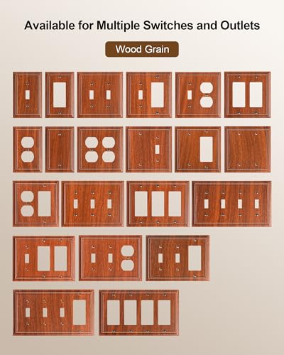 2-Pack Natural Bamboo Fiber Combo Blank/Toggle Light Switch Cover Plate - color: Wood Grain, size: 1 Blank/1 Toggle 2PK