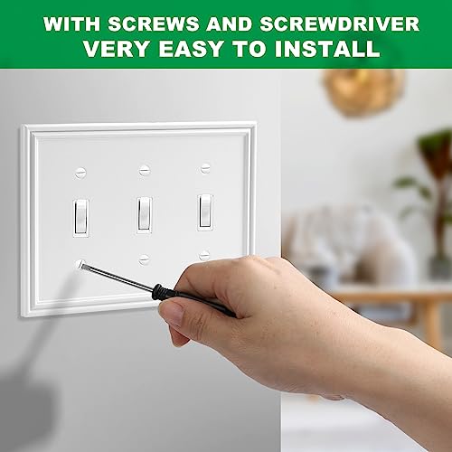 Ranweydi Decorative Wall Plate Double Toggle Light Switch Covers Plates - size: 3 Gang Triple Toggle