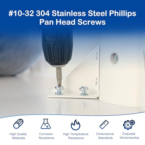 60Pcs #10-32 x 1/2" Phillips Pan Head Machine Screws, UNF Fully Threaded - size: #10-32 x 1/2"