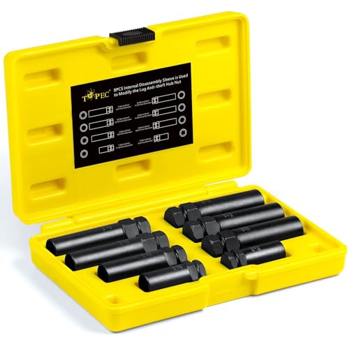 Topec 8Pcs Spline Lug Nut Socket Set | 5, 6, 7, 12 Spline Locking Lug Nut Key, Universal Wheel Lock Removal Kit, Wheel Lock key Set for Car, CR-MO Steel (Not for Hex, Deep, Large-Size, and 10-Spline) - size: 8 piece