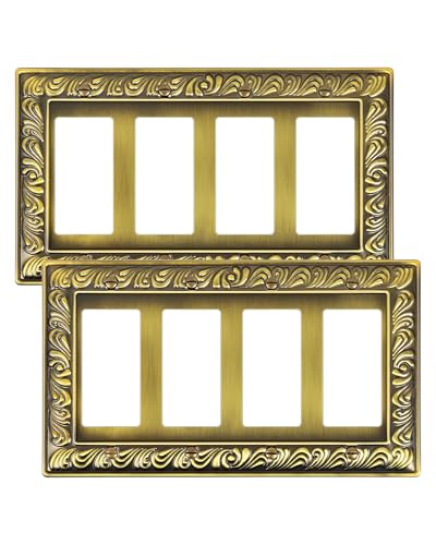 2-Pack Paisley Pattern Quad Decorator Outlet Cover Plate,Metal Wall Plate - style: 4 Decorator 2PK