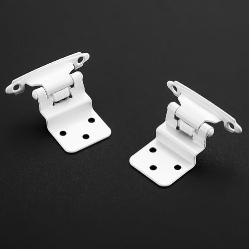 4 Pack 2 Pair White Cabinet Hinges, 3/8" Inset Semi-Concealed Hinges - color: White, size: 3/8" Inset