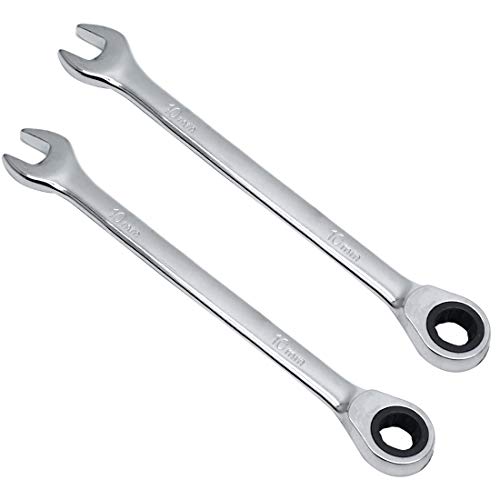 2 Pcs 10mm Ratchet Combination Wrench, Metric 72-Tooth - size: 10 mm