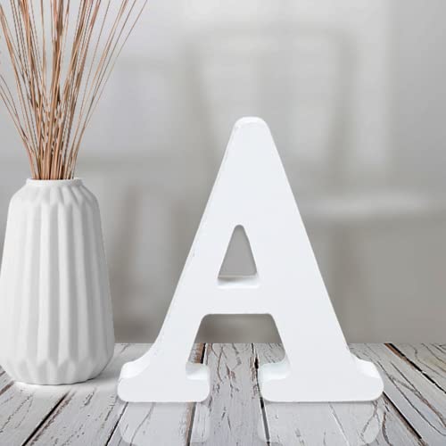 AOCEAN 4 Inch White Wood Letters Unfinished Wood Letter for Wall Decor Decorative Standing Letters Slices Sign Board Decoration for Craft Home Party Projects (A) - style: A