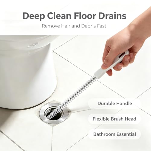Drain Cleaning Brush, Flexible Sink Drain Clog Remover Tool, Long Pipe Hair Catcher Cleaner for Kitchen Sink, Bathroom Tub, Toilet and Shower Drain, Reusable Cleaning Accessory