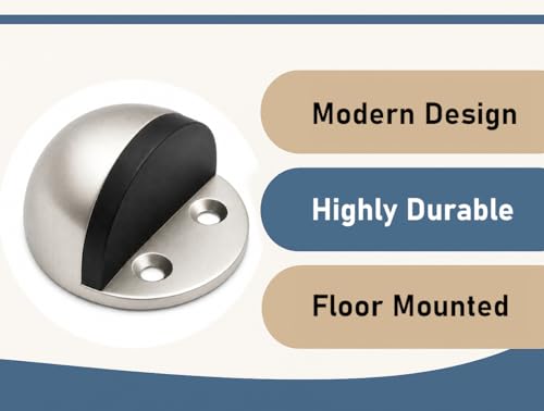 ANGSTROM Half Dome Door Stop – Heavy Duty Floor Mount Door Stopper, Modern Low-Profile Design for Home & Office, Brushed Nickel (1-Pack) - color: Brushed Nickel