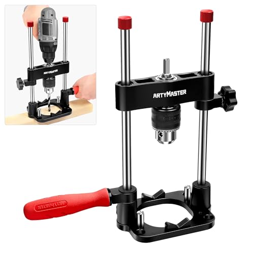ArtyMaster Portable Drill Guide for Straight Holes – Precision Drilling Jig with Chuck Key, Drill Guide Attachment, Portable Drill Press Adapter for Woodworking, WT116A