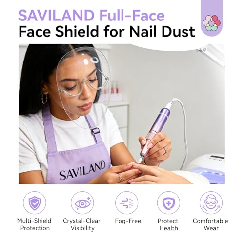 SAVILAND Full-Face Fog-Free Face Shield for Nail Dust Nail Technicians - size: full clear face shield