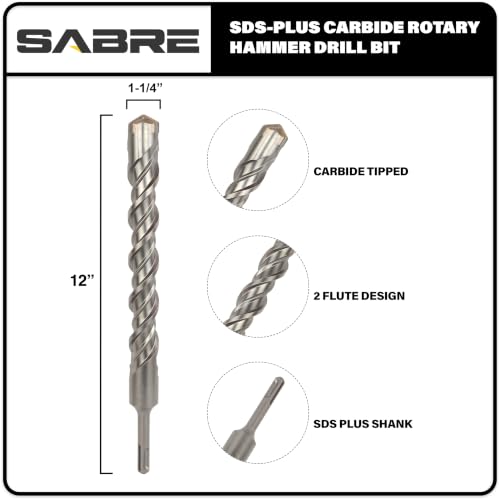 1-1/4 Inch x 12 Inch SDS Plus Rotary Hammer Drill Bit - size: 1-1/4" x 12"