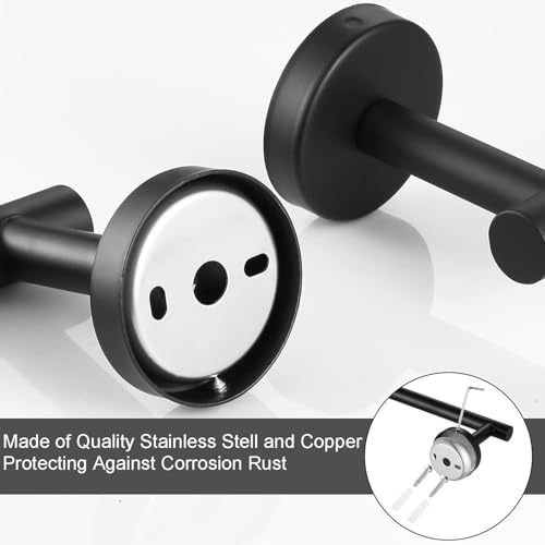 Bathroom Hardware Set Matte Black, 10 Pieces Bathroom Accessories Set Includes Includes 2 Packs 24 Inch Towel Bar, Towel Ring, Toilet Holder and 4 Packs Towel Hooks - color: Black-10pcs-24inch