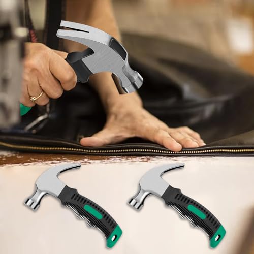 8 Pack 12 oz Small Hammer Set,Mini Claw Hammer Stubby Hammer Small Craft Hammers Camping Hammer with Soft Rubber for Picture Hanging Crafts Tent Household Projects