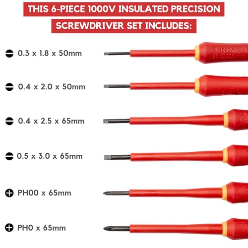 1000V Insulated Electrician Tool Bundle – 50-Piece Electrical Tool Kit with Rolling Tool Case + 6-Piece Precision Insulated Screwdriver Set | VDE/GS Certified | IEC 60900 Electrical Hand Tools