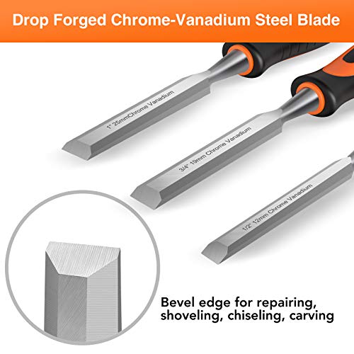 ENERTWIST 13pcs Wood Chisel Set, Premium Woodworking Chisel Sets w/ 8 CRV Construction Wood Chisels, 1 Sharpening Stone, 1 Honing Guide, 2 Carpenter Pencils, 1 Sharpener for Wood Carving in Hard Case | 8 CRV Construction Wood Chisels, 1 Sharpening Stone H