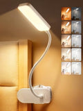 Clip on Lamp, 9 Brightness+5 Colors Reading Lights for Books in Bed Lamp - color: White