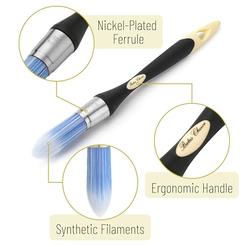 Bates- Trim Brush, 0.75 Inch, Edge Painting Tool, Trim Paint Brushes, Trimmer Edger, Trim Brush - color: Black-cream, size: 0.75 inch, 1 Pack