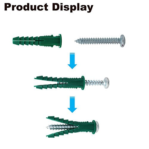 T.K.Excellent Plastic Drywall Anchors and Screws Kit, Ribbed Anchors Assortment Screws Kit, Wall Anchor Kit 400Pcs