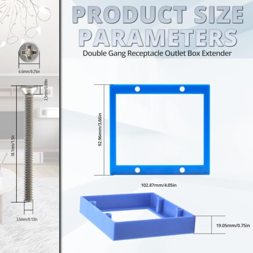 3/4" Double Gang Electrical Box Extender,Blue, Pack of 3 - color: Blue-3/4"