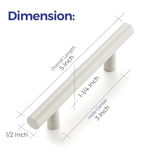 Ravinte Cabinet Handles,5" Length,3" Hole Center,White,30 Pack - color: White