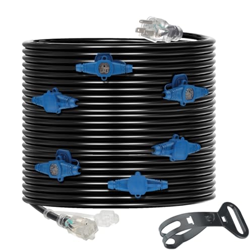 50 Feet Multi Outlet Extension Cord 12 Gauge 7 Nema 5-15R Outlets - size: 12 Gauge 50FT 7 Outlets