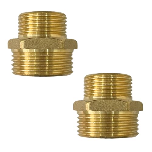 1" x 3/4" Male Threaded Hex Nipple Reducer Brass NPT Pipe Fitting Adapter Straight Connectors Pack of 2 - size: 1" x 3/4" -2 Pack