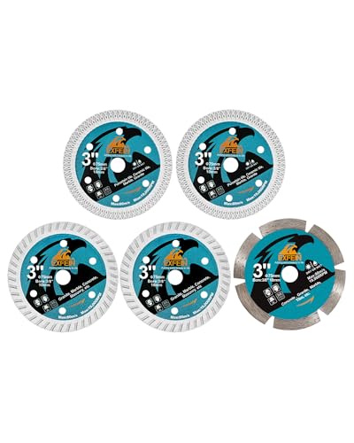 3 Inch Compact Circular Saw Blade Set, Multi-Material Cut for Concrete, Granite, Tile Cutting, 10mm Arbor - 5 Pack - size: Set 2