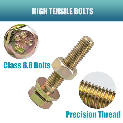 705 pcs Metric Bolt and Nut Set - M6/M8/M10/M12 Class 8.8 Heavy Duty Hexagon Bolts and Nuts Assortment Kit with Yellow Zinc Plated Coating,includs 15 Common Sizes - size: M6/M8/M10/M12