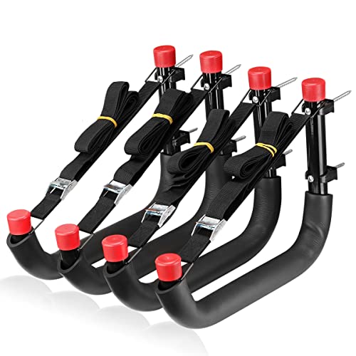 Heavy Duty Garage Storage Hooks, 13 Inch Arm Large Wall Mount Hanger with EVA Protector, Garage Racks & Organizer for Ladders, Folding Chairs, Kayak, Surfboard, Garden Tool - size: 13in-4 Pack