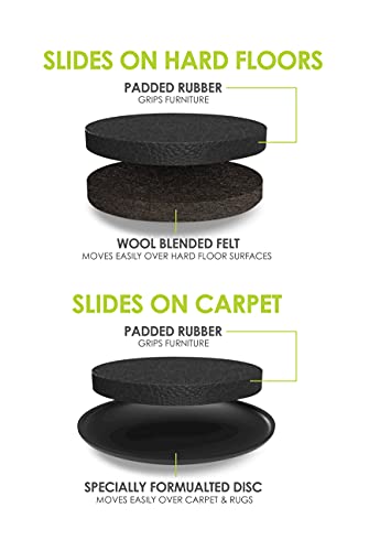 Slipstick GorillaSliders Premium Furniture Sliders for All Floor Surfaces (16 Piece Moving Kit) Reusable 3.5” Round Furniture Movers for Sliding Furniture on Hardwood & Carpet, Black, CB13-1-16 - size: 3-1/2" Combo (For Any Surface)