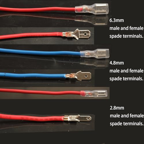Feggizuli 540pcs 2.8mm 4.8mm 6.3mm Male and Female Spade Connectors Kit with Insulating Sleeve, Crimp Terminals Electrical Connectors, Electrical Terminals for Electrical Wiring