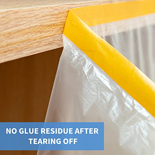 TAPEBEAR Pre-Taped Masking Film Tape and Drape 22" x 30Yards 3Rolls - size: 550mm x 27m