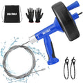 BULLTOOLS Drain Snake, 25FT Drain Auger with Drill Adapter, Flexible Snake Drain Hair Removal Tool for Kitchen Sink, Bathtub, and Shower Comes with Gloves and Storage Bag