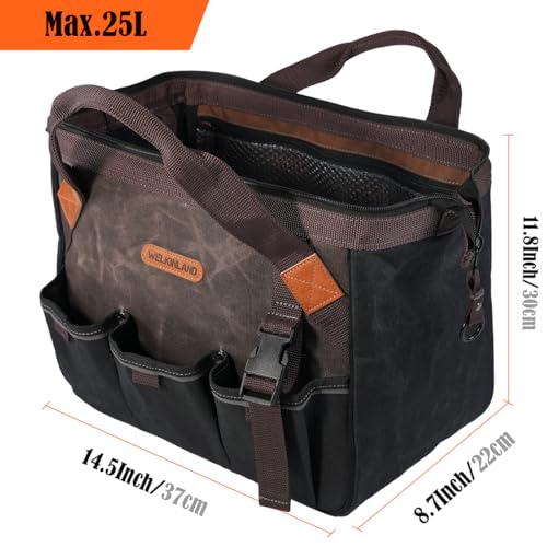 WELKINLAND 18 Pockets Electrician Tools Bag, Waxed Canvas Tool Bag For Men