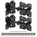 Self Closing Gate Hinges Heavy Duty for Vinyl/Wooden Fence Gates, 90 Degree Adjustable Gate Door Hinges Hardware Kit with Swing Adjuster Tool and Self-Tapping Screws, 2 Pack, Non-Weld Black Finish