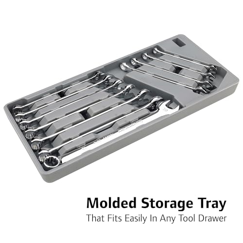 Ingersoll Rand 11 Piece Long Pattern Metric Combination Wrench Set, 8–19mm, Premium Chrome Vanadium Steel, 5° Offset Box End, Extra-Long Handles, with Molded Storage Tray – 752057X - style: Metric Wrench