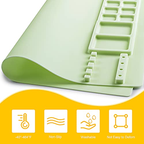 Silicone Painting Mat, Art Mat with Cup and Paint Brush Cleaner Tool - color: Green